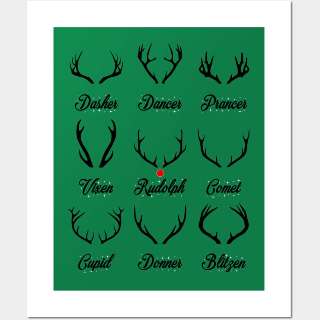 Santa's Reindeer Antlers Wall Art by kevfla